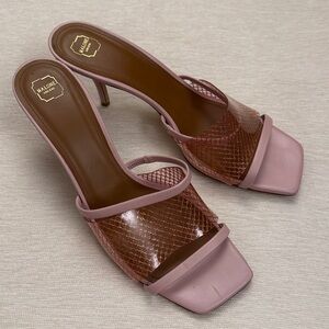Malone Souliers Light Pink Leather And Pvc Laney Slide Sandals
